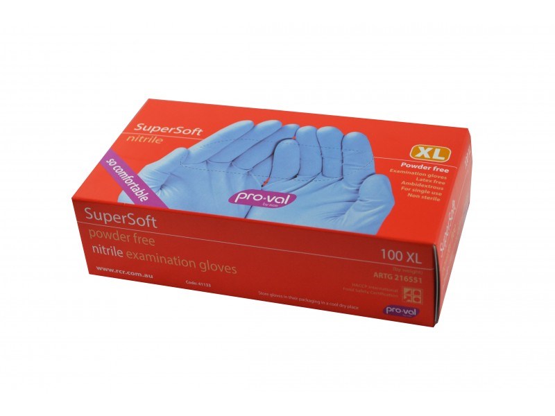 PRO-VAL SUPERSOFT NITRILE DISPOSABLE EXAMINATION GLOVES - 100/BOX