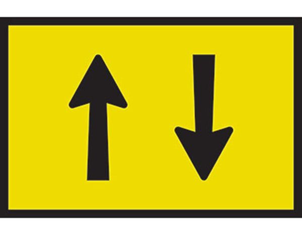 TWO WAY TRAFFIC ROAD SIGN - BOXED EDGE SIGN