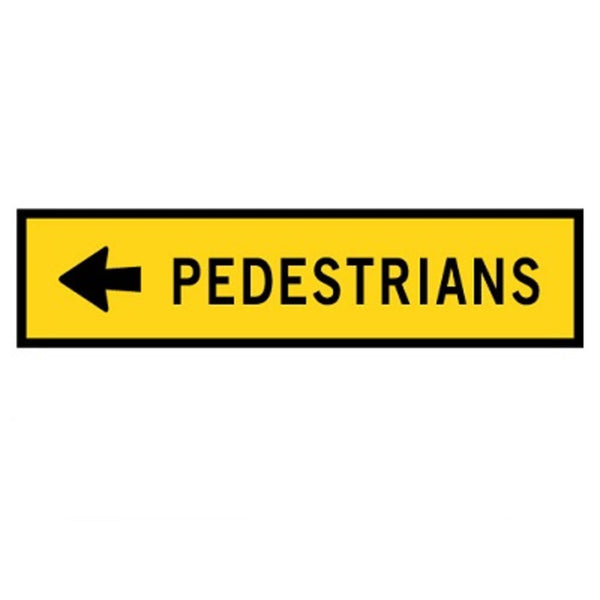 PEDESTRIANS LEFT T8-2(L) BOXED EDGE ROADSIGN-1200 X 300MM