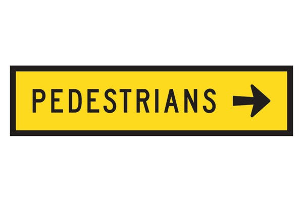 PEDESTRIANS RIGHT T8-2(R) BOXED EDGE ROADSIGN-1200 X 300MM