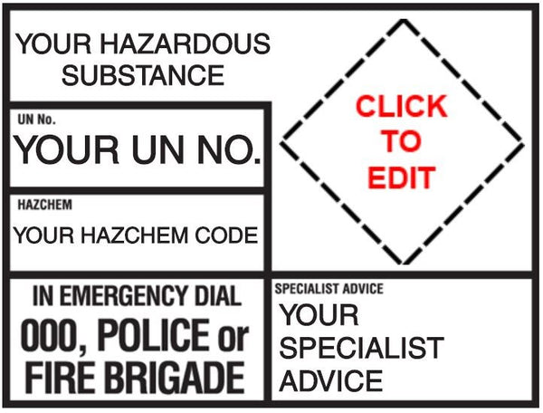 DANGEROUS GOODS VEHICLE EMERGENCY INFORMATION SIGN - BLANK