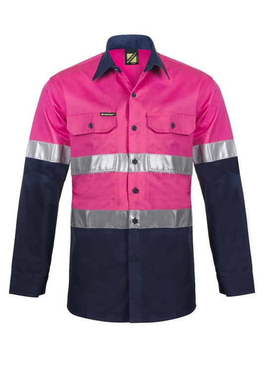 WORK CRAFT WS4132 L/SL VENTED LIGHT WEIGHT COTTON SHIRT REFLECTIVE