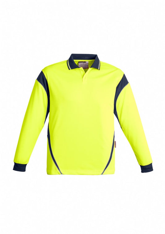 SYZMIK ZH249 MENS HI VIS AZTEC L/SL POLO