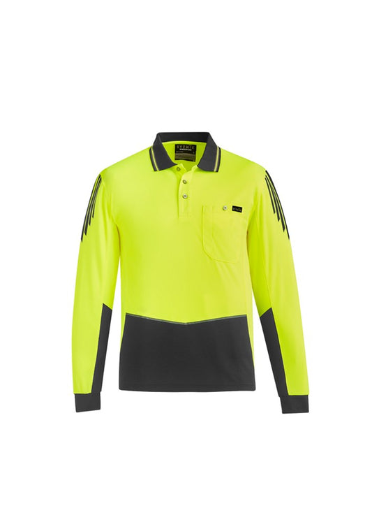 SYZMIK ZH310 MENS HI VIS FLUX L/SL POLO