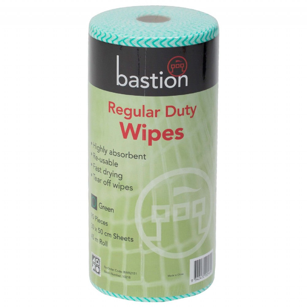 BASTION REGULAR DUTY WIPES 45MTR ROLL, 90 SHEET, 35 X 50CM