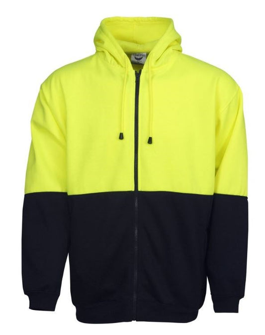 BLUE WHALE F94 HI VIS FLEECY HOODIE WITH FULL ZIP FRONT