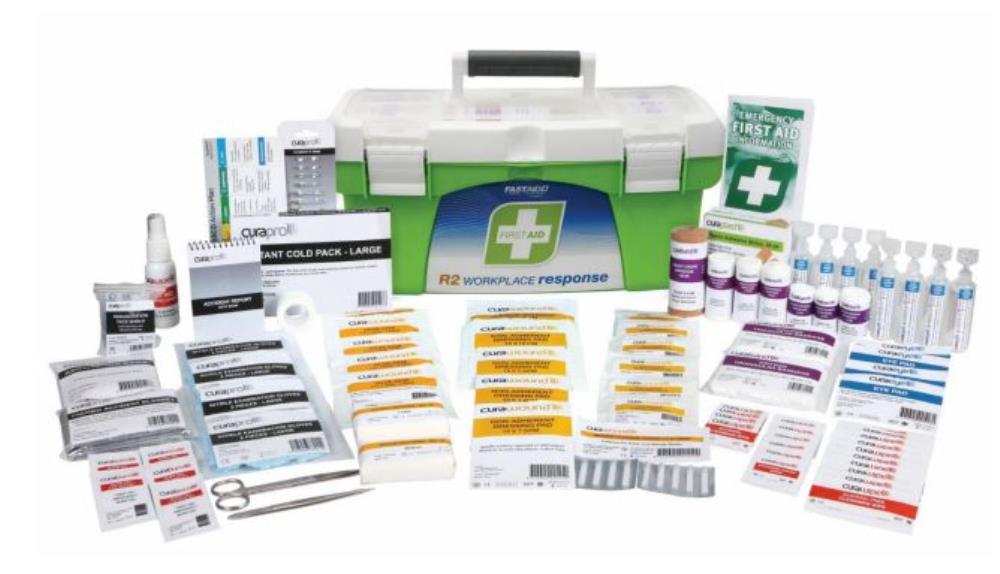 FASTAID FAR222 FIRST AID KIT - R2 - WORKPLACE RESPONSE KIT - 1 TRAY PLASTIC PORTABLE