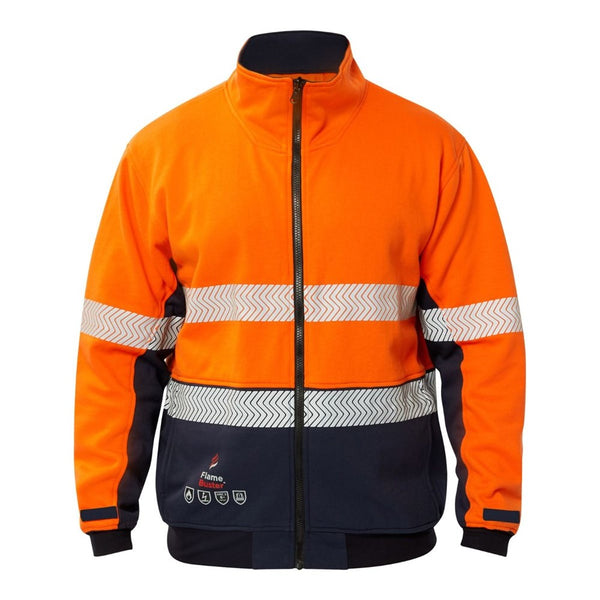 NCC FLAMEBUSTER FJV034 HRC2 FR HI VIS SEGMENTED REFLECTIVE FLEECIE - ZIP FRONT