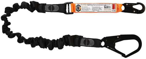 LINQ WLE1SNSD 2M WEBBING LANYARD ELASTICATED SINGLE 1 x SNAP, 1 x SCAFFOLD HOOK