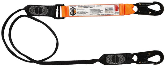 LINQ WL01SNSN SHOCK ABSORBING WEBBING LANYARD SINGLE LEG; 2 x SNAP HOOK