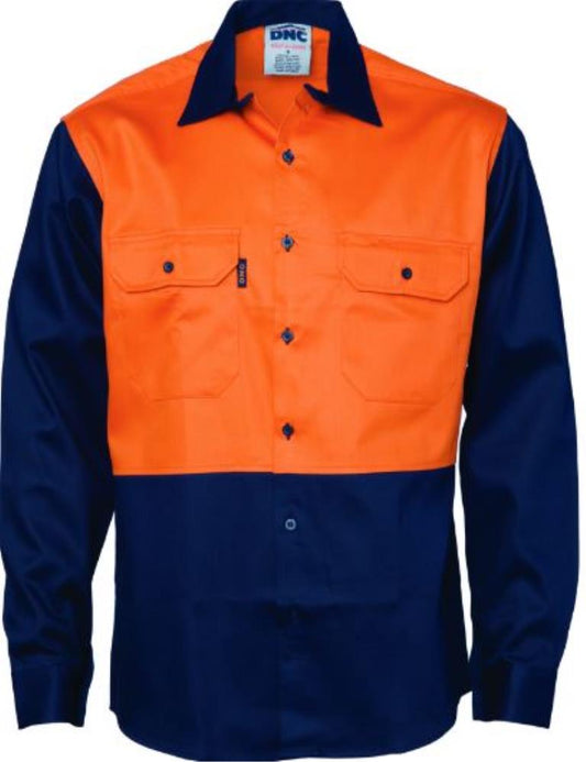DNC 3406 PATRON SAINT L/SL HI VIS FR/ARC RATED DRILL SHIRT - 190GSM