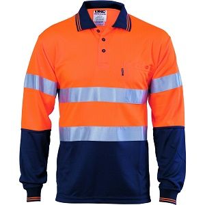 DNC 3716 L/SL HIVIS COOL BREATHE POLO SHIRT WITH REFLECTIVE TAPE