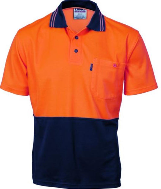 DNC 3814 S/SL HI VIS COTTON BACK POLO