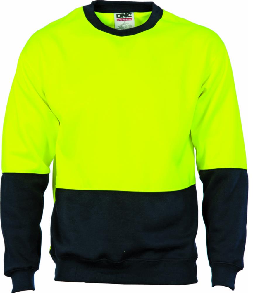 DNC 3821 HI VIS CREW NECK FLEECY SWEATSHIRT – All Trades Safety ...