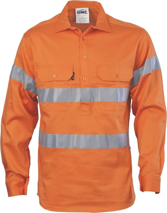 DNC 3848 L/SL REFLECTIVE HI VIS CLOSED FRONT DRILL SHIRT