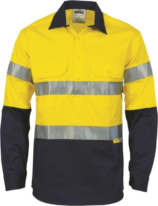 DNC 3849 L/SL REFLECTIVE HI VIS CLOSED FRONT DRILL SHIRT