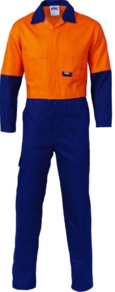 DNC 3851 HI VIS 2 TONE COTTON DRILL COVERALLS