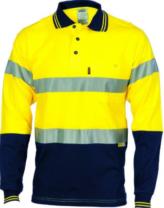 DNC 3916 L/SL REFLECTIVE HI VIS COOL-BREEZE COTTON JERSEY POLO