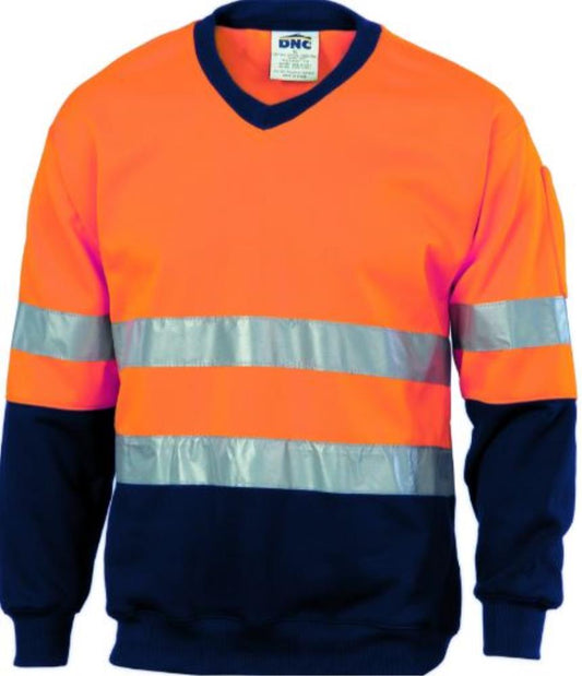 DNC 3921 REFLECTIVE HI VIS V-NECK FLEECY SWEATSHIRT