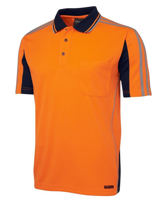 JB'S S/SL HI VIS MICROMESH ARM TAPE POLO