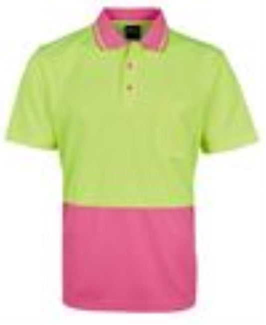 JB'S 6HVNC S/SL HI VIS TRADITIONAL NON CUFF MICROMESH POLO