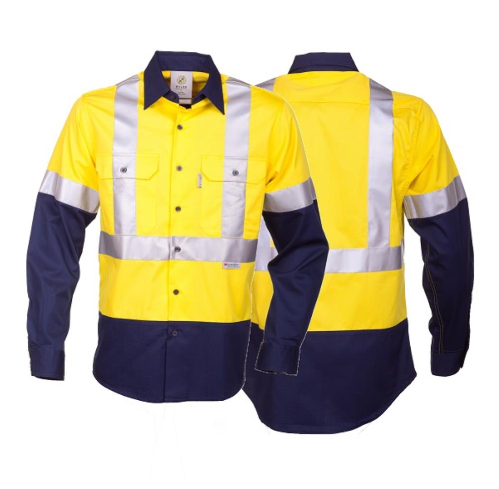 ATLAS 07399 L/SL REFLECTIVE HI VIS LT WEIGHT COTTON SHIRT All Trades