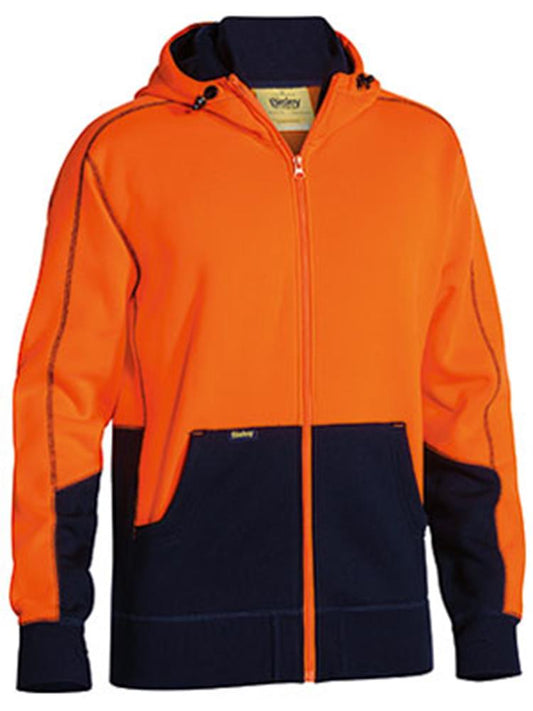 BISLEY BK6819 HI VIS FULL ZIP FLEECE HOODIE