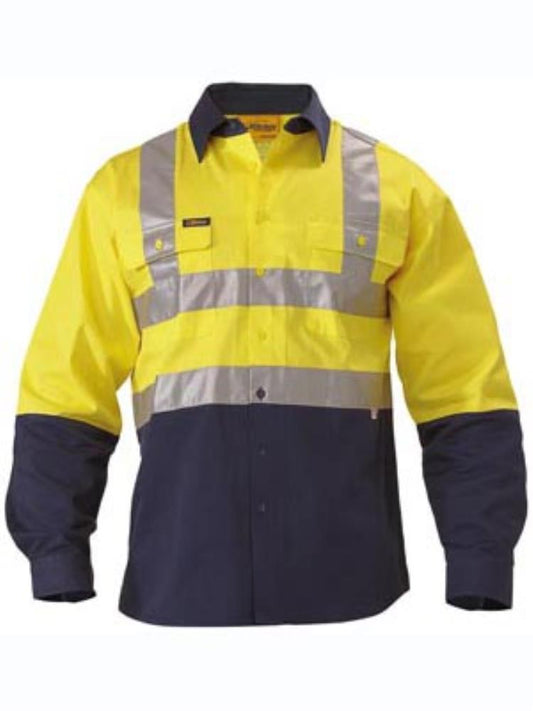 BISLEY BS6267T L/SL REFLECTIVE HI VIS TWO TONE DRILL SHIRT