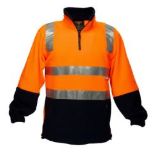 PRIME MOVER MF215 1/2 ZIP REFLECTIVE HI VIS POLAR FLEECE PULLOVER