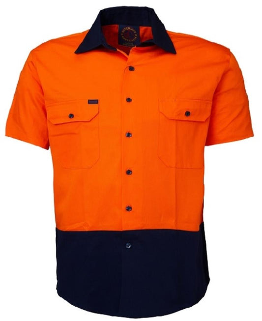 RITEMATE RM1050S S/SL HI VIS COTTON DRILL SHIRT