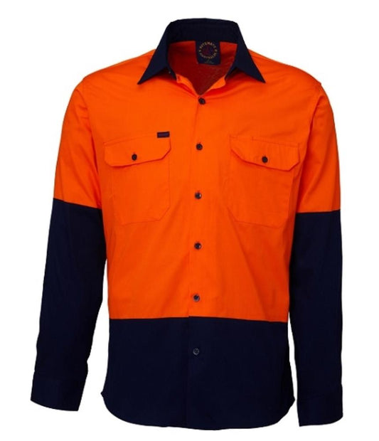 RITEMATE RM107V2 L/SL HI VIS LT WEIGHT COTTON SHIRT