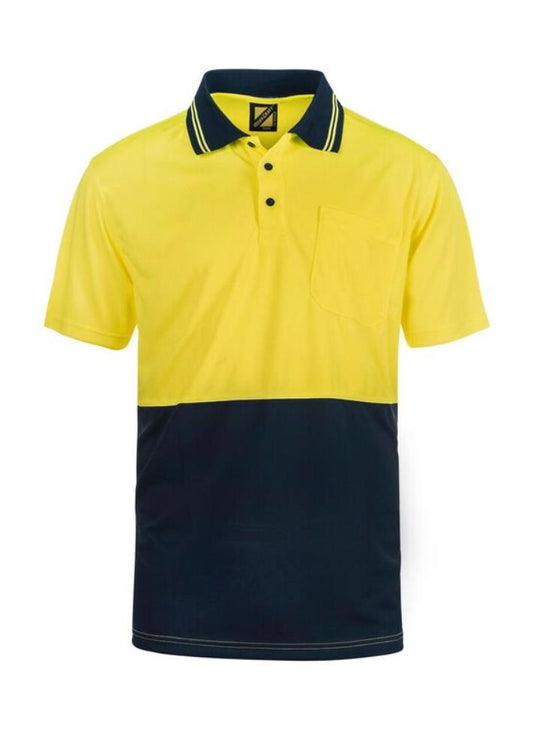 WORKCRAFT WSP201 S/SL HI VIS MICROMESH 2 TONE POLO W/PKT