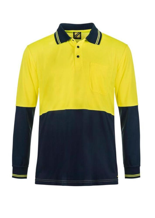 WORKCRAFT WSP202 L/SL HI VIS MICROMESH 2 TONE POLO W/PKT