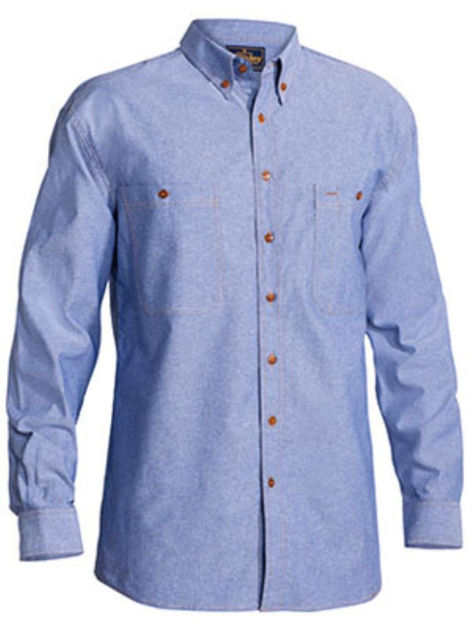 BISLEY B76407 L/SL CHAMBRAY COTTON SHIRT