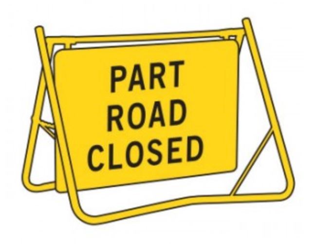 PART ROAD CLOSED SWING STAND SIGN