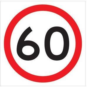 60KM/H SPEED DISC BOXED EDGE ROAD SIGN