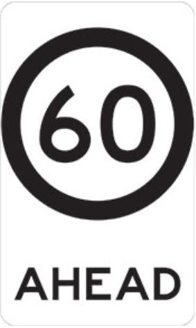 60KM/H AHEAD SPEED DISC BOXED EDGE ROAD SIGN