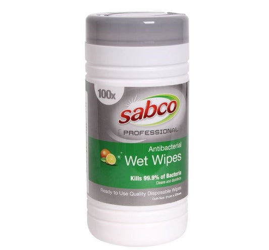 SABCO PROFESSIONAL ANTIBACTERIAL WET WIPES - 100PK