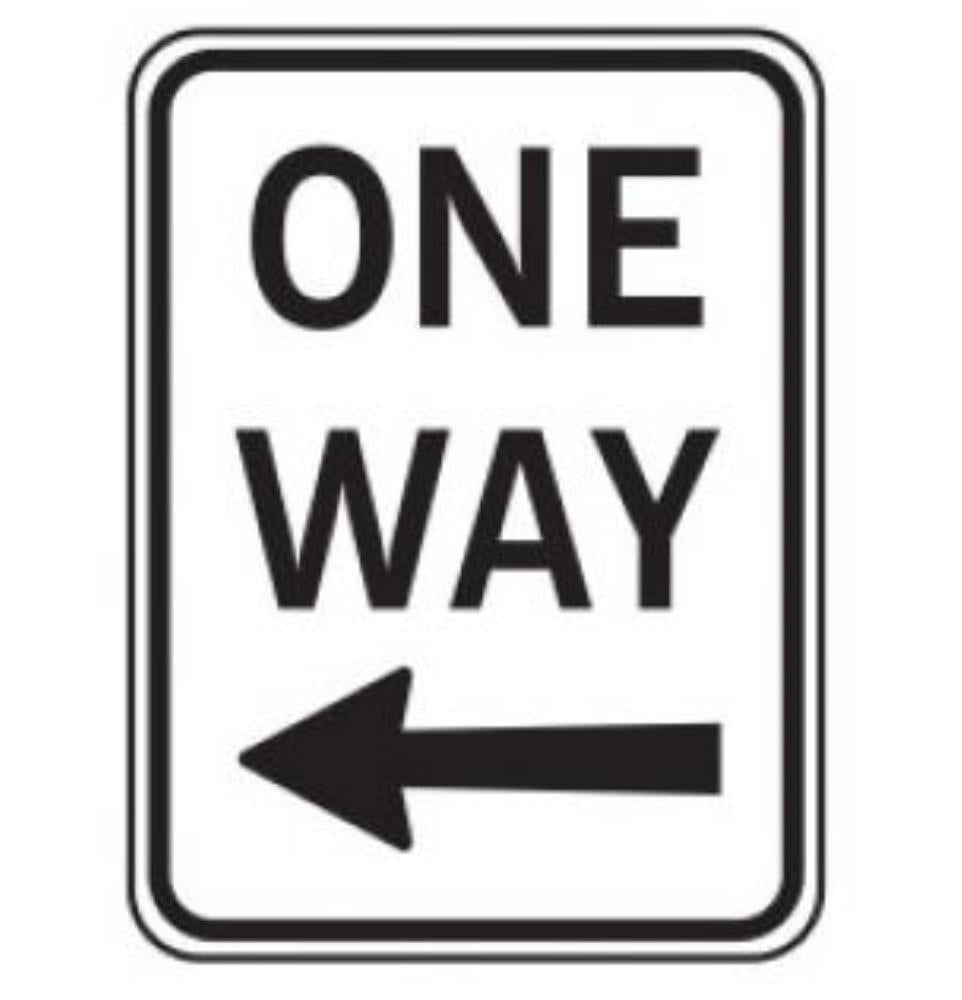 ONE WAY LEFT ARROW REGULATORY ROAD SIGN