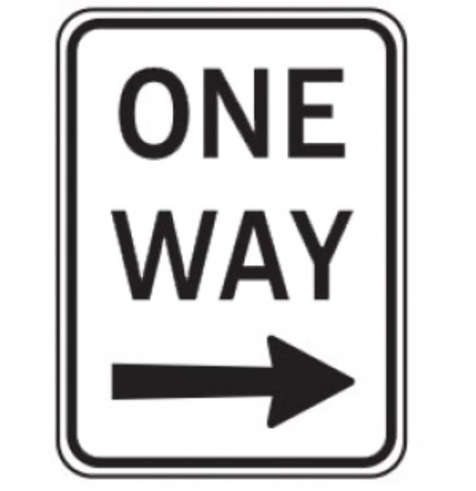 ONE WAY RIGHT ARROW REGULATORY ROAD SIGN