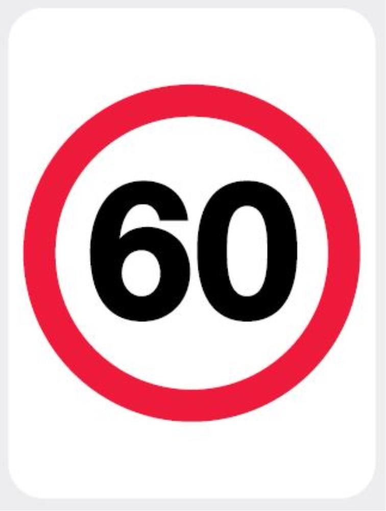 60KM/H SPEED LIMIT ROAD SIGN