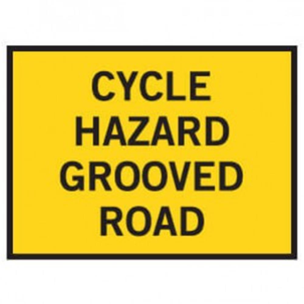 CYCLE HAZARD GROOVED ROAD - BOXED EDGE SIGN