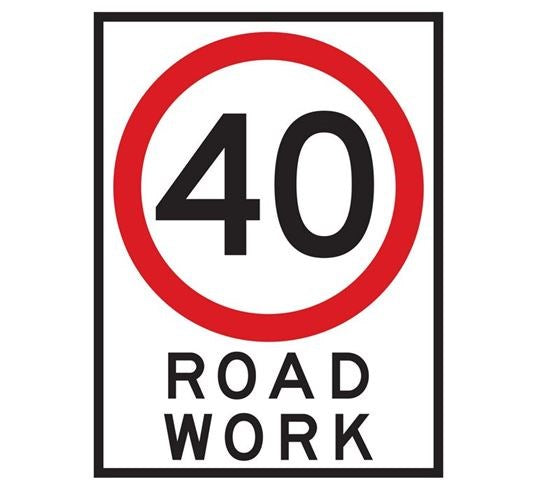 60KM/H ROADWORK BOXED EDGE ROAD SIGN
