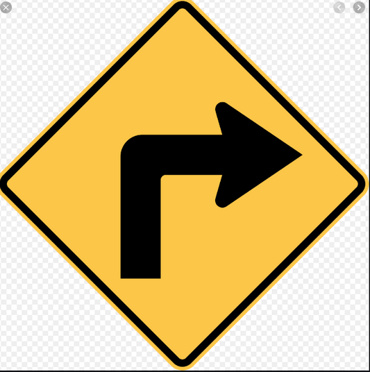 RIGHT TURN W1-1R WARNING SIGNAGE