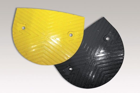 BARRIER ROUND RUBBER SPEED HUMP END CAP 350X250X50MM-EACH