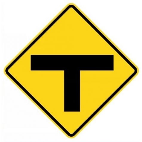 T JUNCTION W2-3 WARNING ROAD SIGN