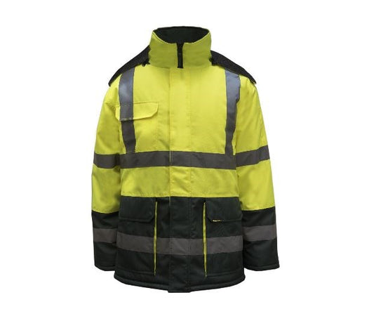 WORKCRAFT WFJ001 2 TONE HI-VIS FREEZER JACKET WITH REFLECTIVE TAPE