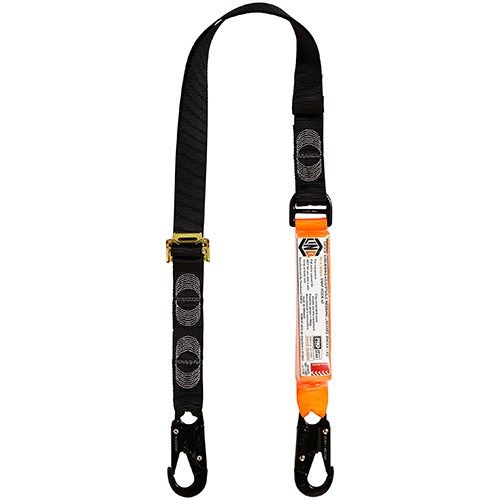 LINQ WLA1SNSN 2M SHOCK ABSORBING WEB LANYARD, ADJUSTABLE, SINGLE LEG, 2 X SNAP HOOK