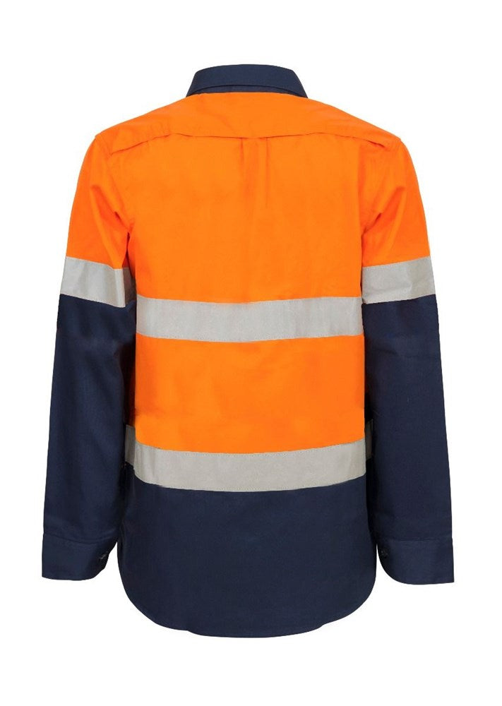 WORKCRAFT WSL601 MATERNITY LIGHTWEIGHT HI VIS TWO TONE L/SLEEVE VENTED COTTON DRILL SHIRT-REFLECTIVE