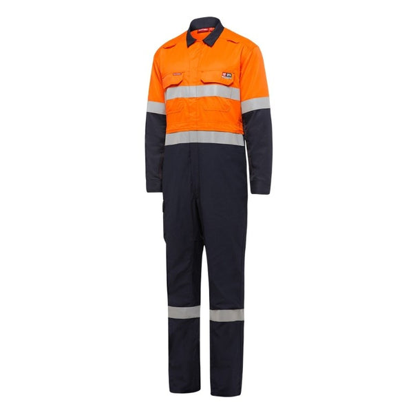 HARD YAKKA Y00055 SHIELDTEC FR/ARC RATED HI VIS TWO TONE COVERALL WITH FR TAPE